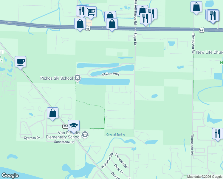 map of restaurants, bars, coffee shops, grocery stores, and more near 48 Corte Pino in Santa Rosa Beach