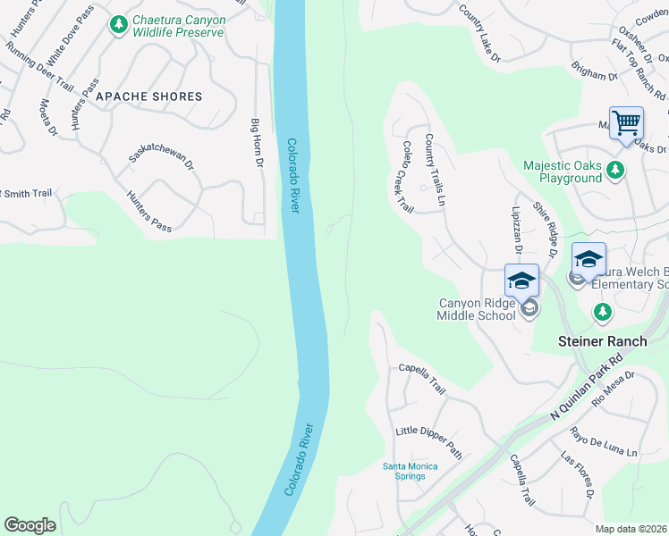 map of restaurants, bars, coffee shops, grocery stores, and more near 14900 Flat Top Ranch Road in Austin