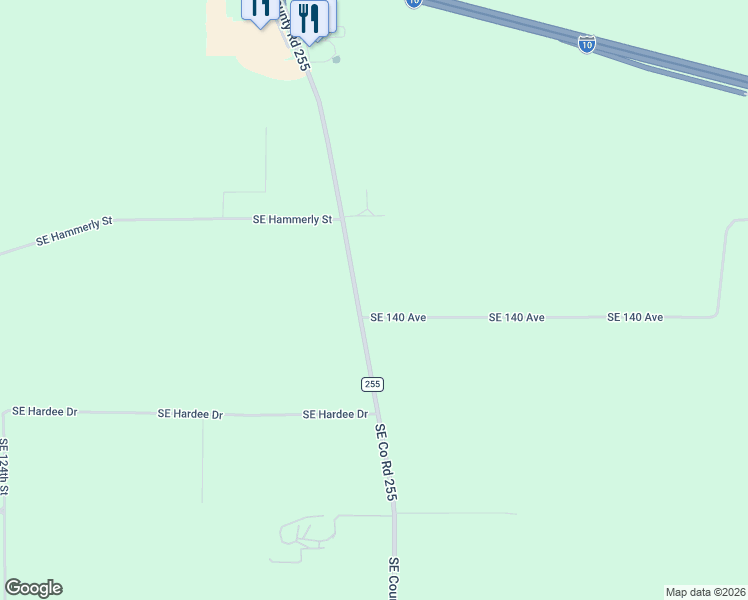 map of restaurants, bars, coffee shops, grocery stores, and more near 3675 County Road 255 in Lee
