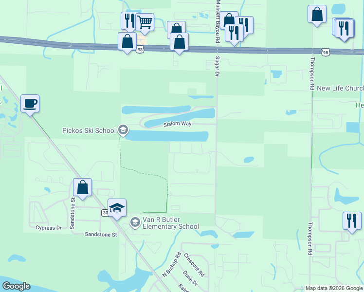 map of restaurants, bars, coffee shops, grocery stores, and more near 48 Corte Pino in Santa Rosa Beach
