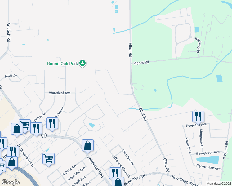 map of restaurants, bars, coffee shops, grocery stores, and more near 17652 Waterloo Drive in Baton Rouge