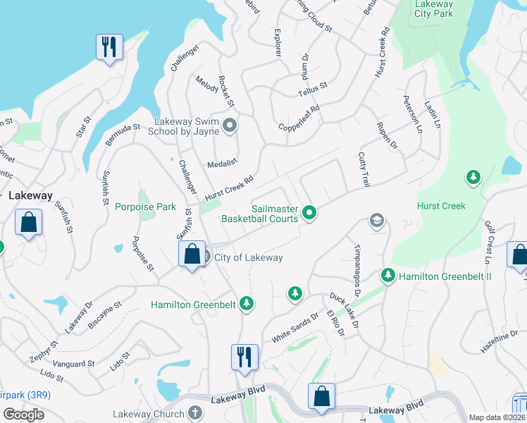 map of restaurants, bars, coffee shops, grocery stores, and more near 235 Mooring Circle in Lakeway