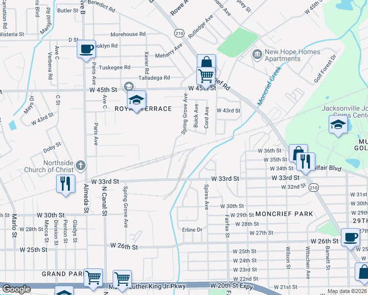 map of restaurants, bars, coffee shops, grocery stores, and more near 901 Maclean Road in Jacksonville
