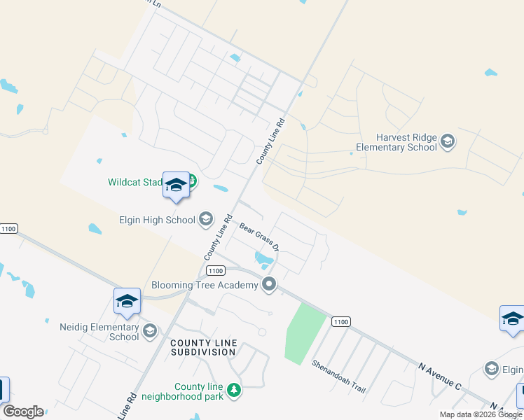 map of restaurants, bars, coffee shops, grocery stores, and more near 14201 County Line Rd in Elgin