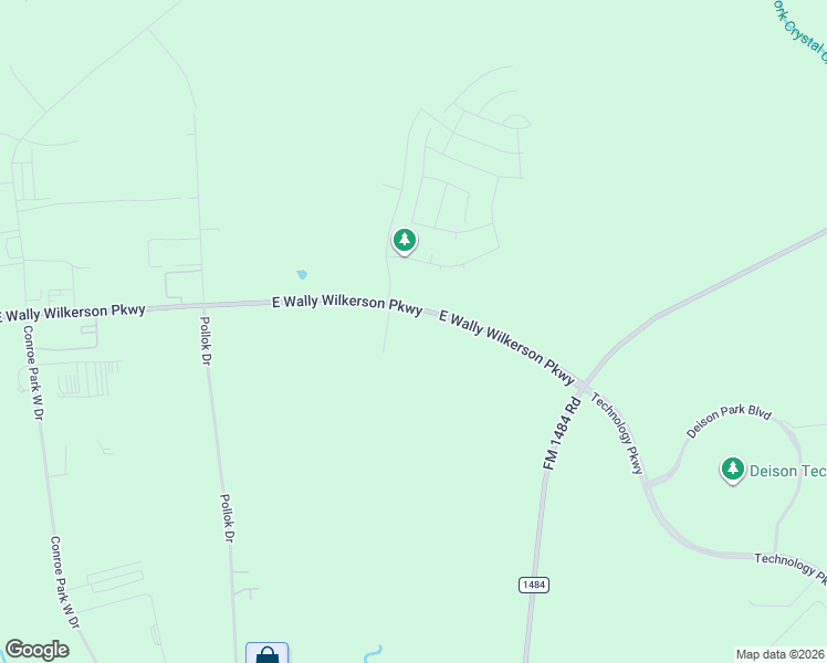 map of restaurants, bars, coffee shops, grocery stores, and more near East Wally Wilkerson Parkway in Conroe