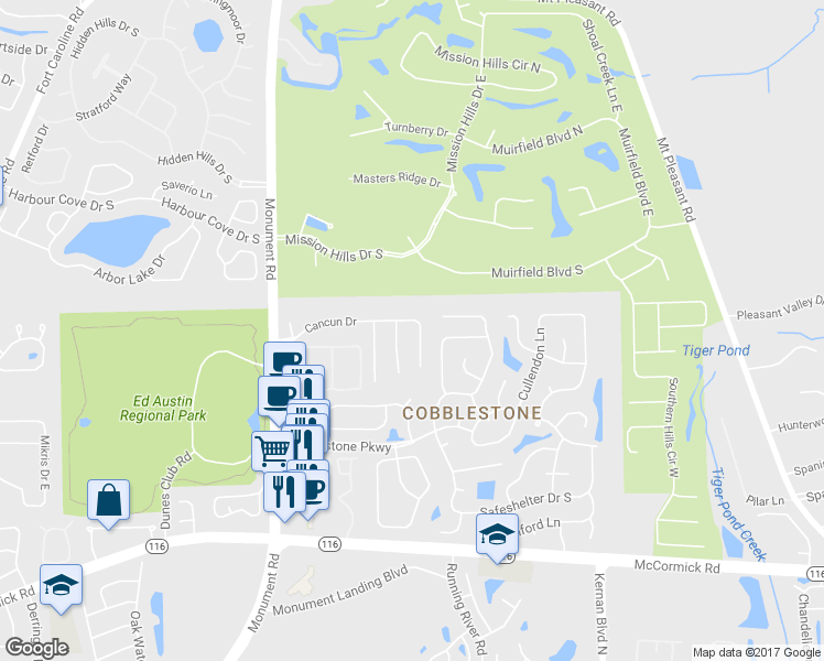 map of restaurants, bars, coffee shops, grocery stores, and more near 3300-3346 Yucatan Pl in Jacksonville