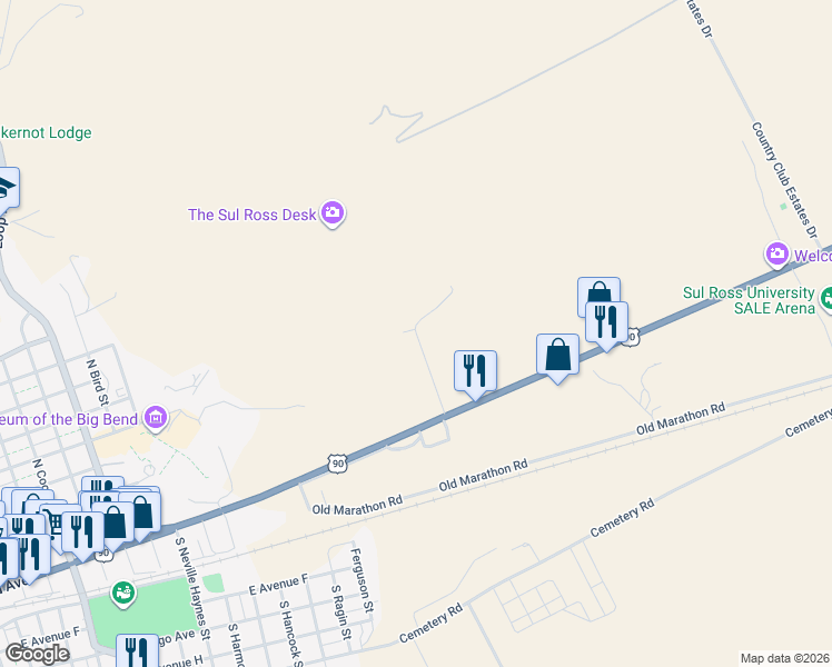 map of restaurants, bars, coffee shops, grocery stores, and more near 200 Church Road in Alpine