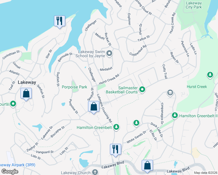 map of restaurants, bars, coffee shops, grocery stores, and more near 215 Sailors Run in Lakeway