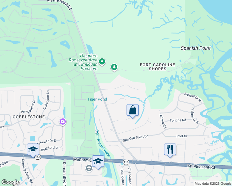 map of restaurants, bars, coffee shops, grocery stores, and more near 13770 Pleasant Valley Drive in Jacksonville