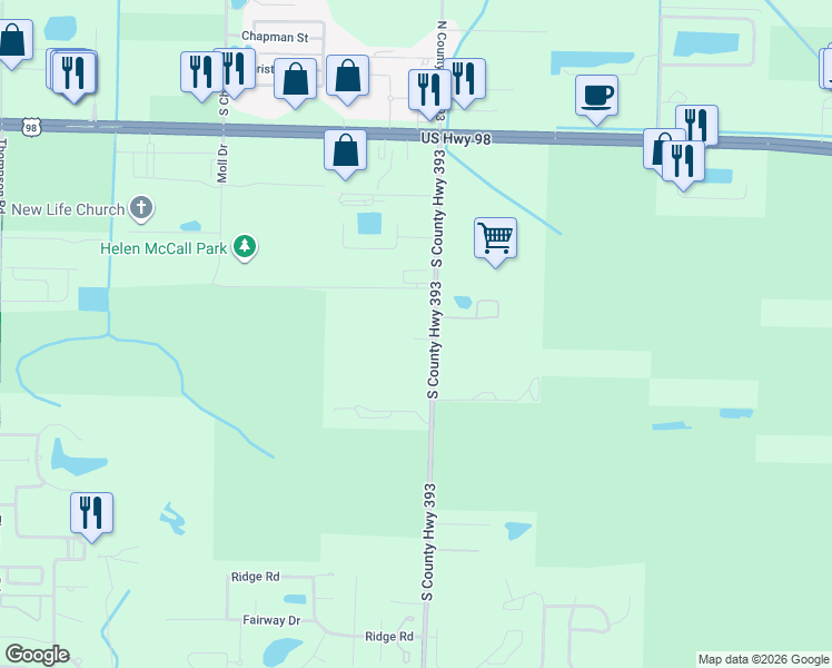 map of restaurants, bars, coffee shops, grocery stores, and more near 416 South County Highway 393 in Santa Rosa Beach