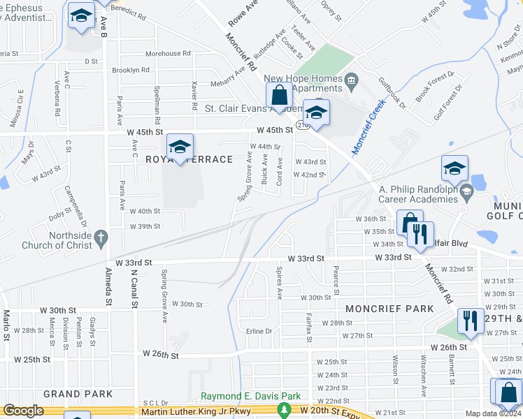 map of restaurants, bars, coffee shops, grocery stores, and more near 1902 Maclean Road in Jacksonville