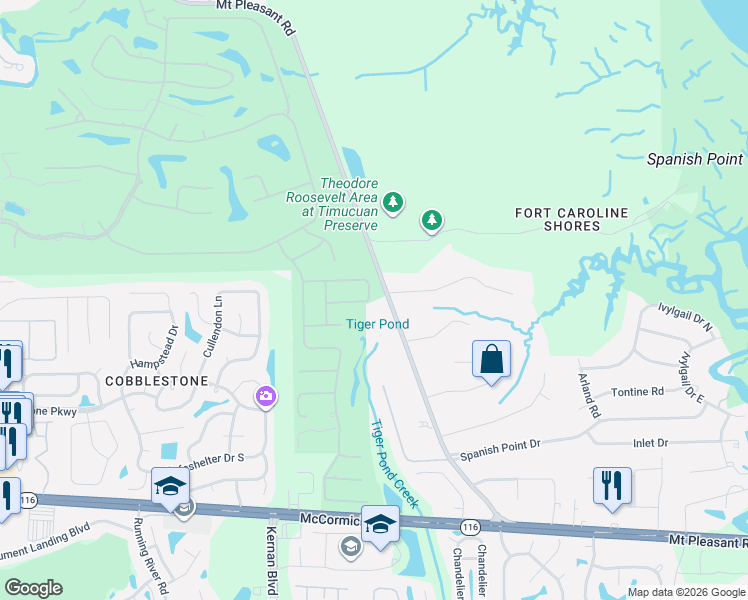 map of restaurants, bars, coffee shops, grocery stores, and more near 12942 Jupiter Hills Circle East in Jacksonville