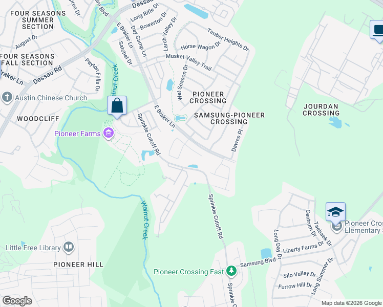 map of restaurants, bars, coffee shops, grocery stores, and more near 2308 Nestlewood Drive in Austin