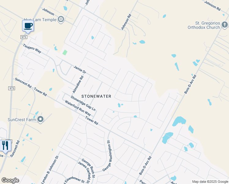 map of restaurants, bars, coffee shops, grocery stores, and more near 14420 Shooter McGavin Drive in Manor
