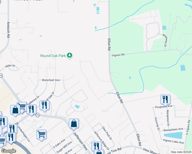 map of restaurants, bars, coffee shops, grocery stores, and more near 17652 Waterloo Drive in Baton Rouge