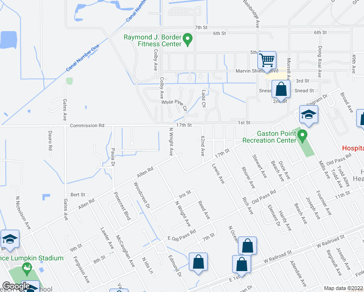 map of restaurants, bars, coffee shops, grocery stores, and more near 1700 65th Avenue in Gulfport