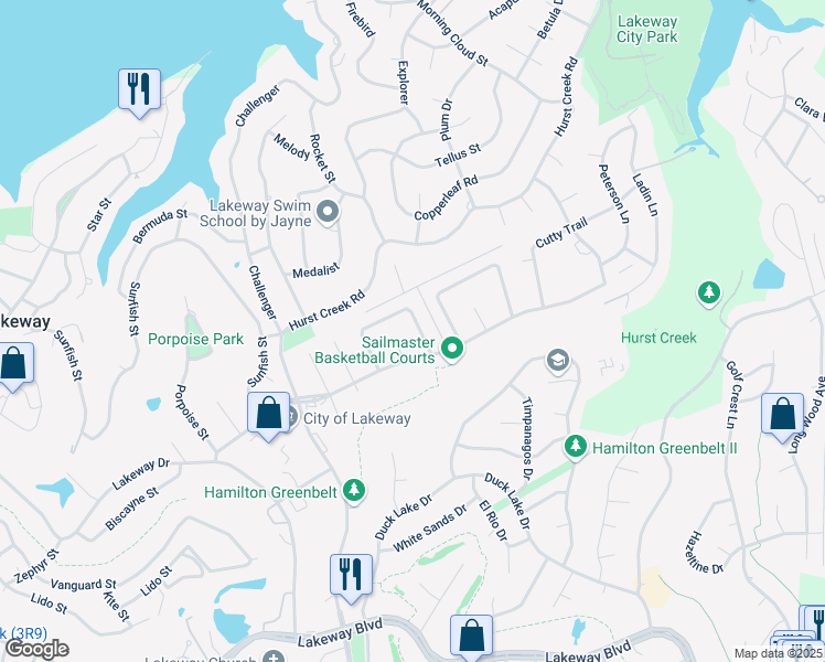 map of restaurants, bars, coffee shops, grocery stores, and more near 293 Mooring Circle in Lakeway