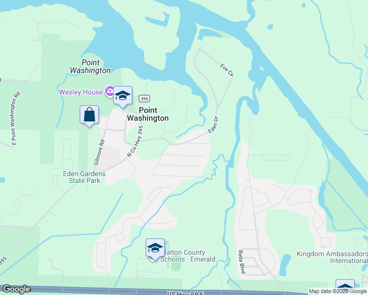 map of restaurants, bars, coffee shops, grocery stores, and more near 69 Apple Court in Santa Rosa Beach