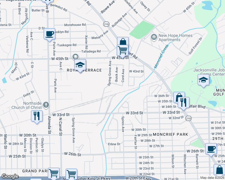 map of restaurants, bars, coffee shops, grocery stores, and more near 901 Maclean Road in Jacksonville