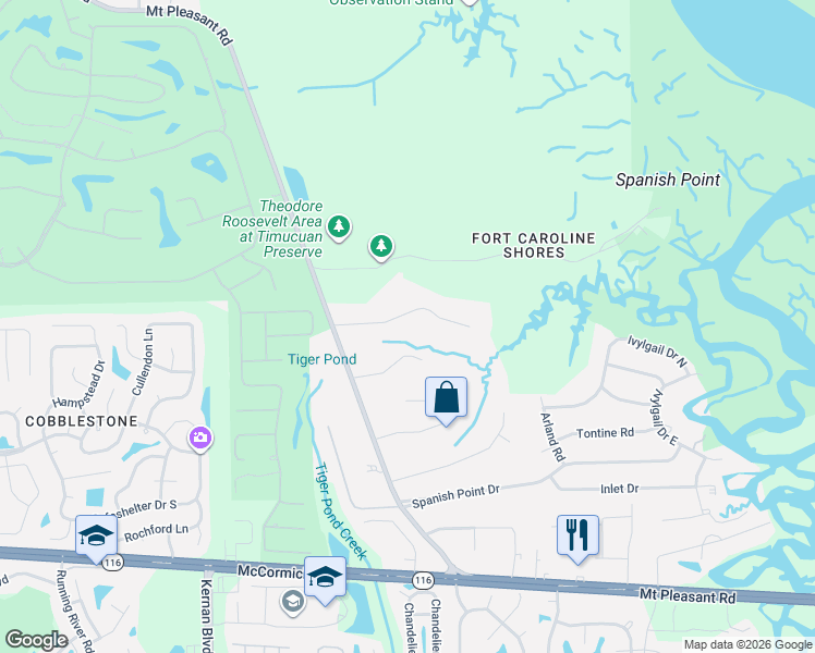 map of restaurants, bars, coffee shops, grocery stores, and more near 13770 Pleasant Valley Drive in Jacksonville