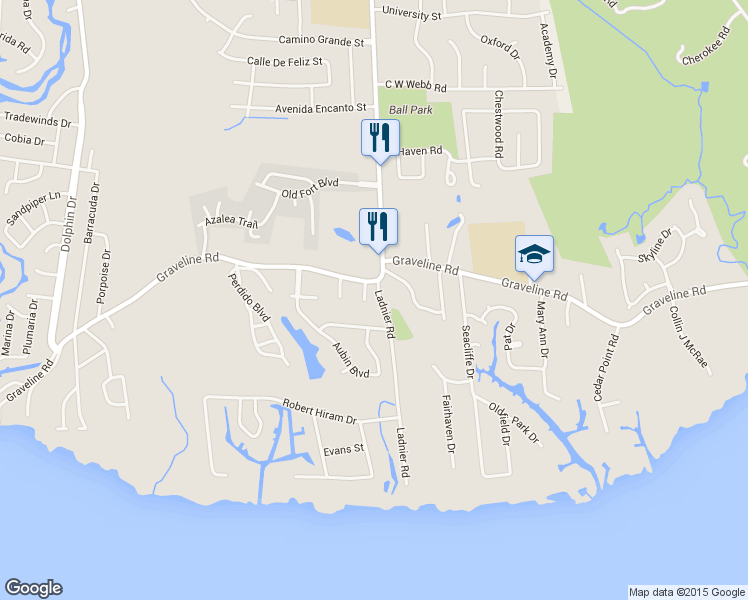 map of restaurants, bars, coffee shops, grocery stores, and more near 1804 Amar East in Gautier