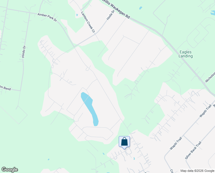 map of restaurants, bars, coffee shops, grocery stores, and more near 6342 Rolling Hills Road in Conroe