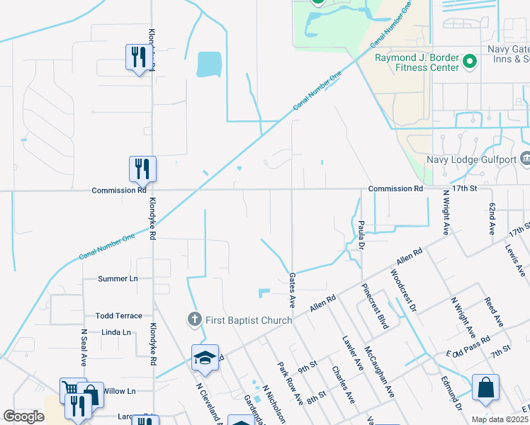 map of restaurants, bars, coffee shops, grocery stores, and more near 5585 Dauro Road in Long Beach