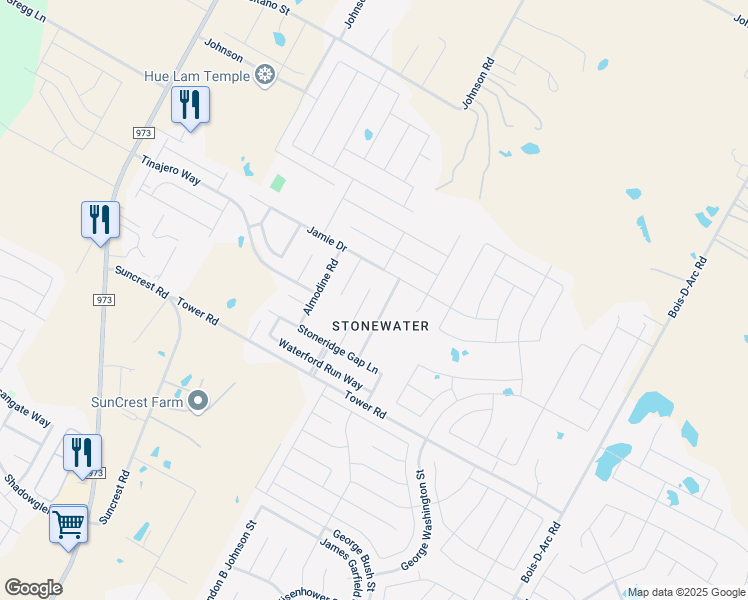 map of restaurants, bars, coffee shops, grocery stores, and more near 14409 Cummins Way in Manor