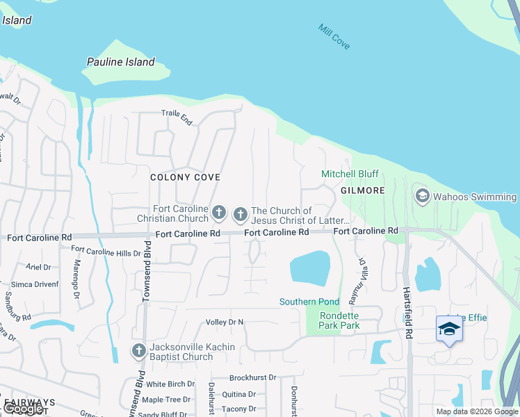 map of restaurants, bars, coffee shops, grocery stores, and more near 3628 Sarah Brooke Court in Jacksonville