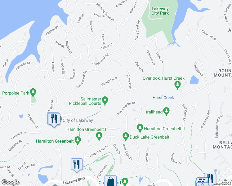 map of restaurants, bars, coffee shops, grocery stores, and more near 325 Regatta Court in Austin