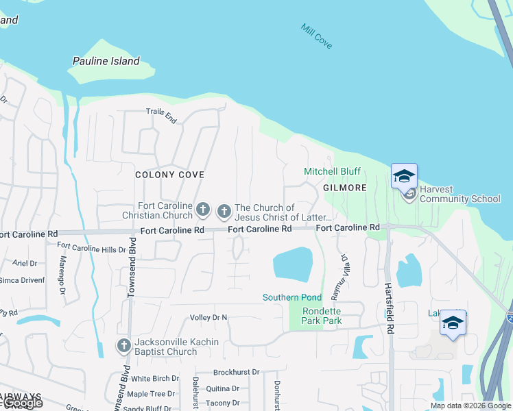 map of restaurants, bars, coffee shops, grocery stores, and more near 3628 Sarah Brooke Court in Jacksonville