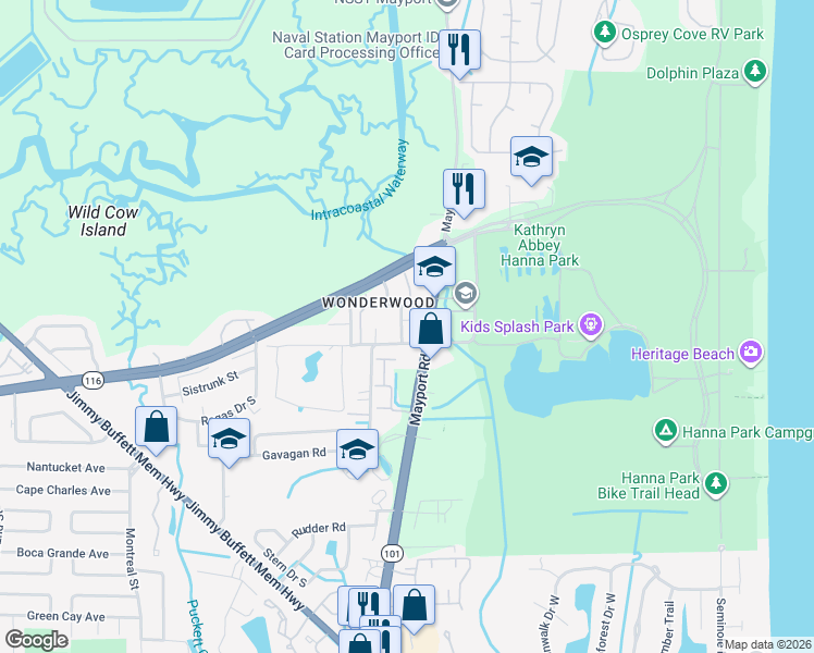 map of restaurants, bars, coffee shops, grocery stores, and more near 743 Pioneer Drive in Jacksonville