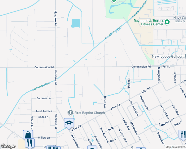 map of restaurants, bars, coffee shops, grocery stores, and more near 5585 Dauro Road in Long Beach