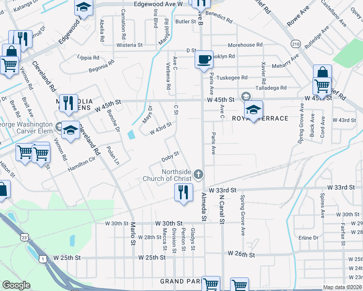 map of restaurants, bars, coffee shops, grocery stores, and more near 4931 Campenella Drive in Jacksonville