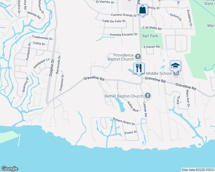 map of restaurants, bars, coffee shops, grocery stores, and more near 1814 Perdido Boulevard in Gautier