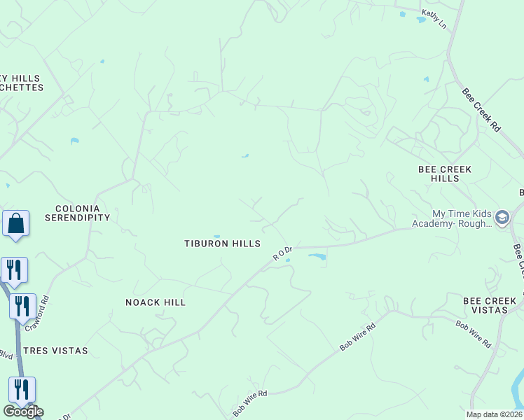 map of restaurants, bars, coffee shops, grocery stores, and more near 21121 Bertram Lane in Spicewood