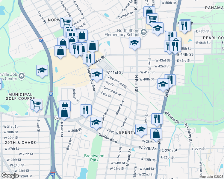 map of restaurants, bars, coffee shops, grocery stores, and more near 623 Ivy Street in Jacksonville
