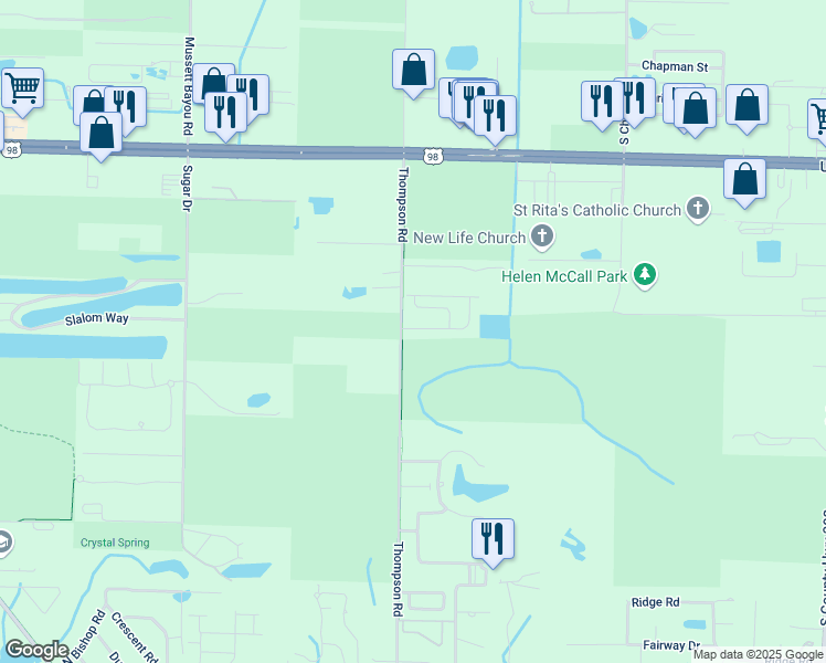 map of restaurants, bars, coffee shops, grocery stores, and more near 429 Thompson Road in Santa Rosa Beach