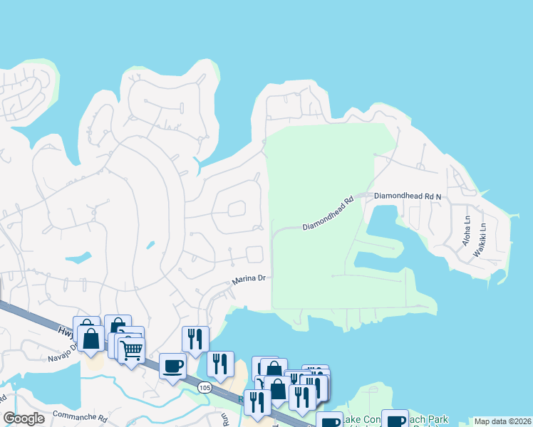 map of restaurants, bars, coffee shops, grocery stores, and more near 145 Park Way in Montgomery