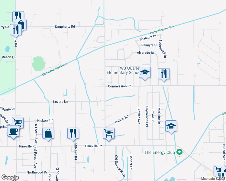 map of restaurants, bars, coffee shops, grocery stores, and more near 20041 Commission Road in Long Beach