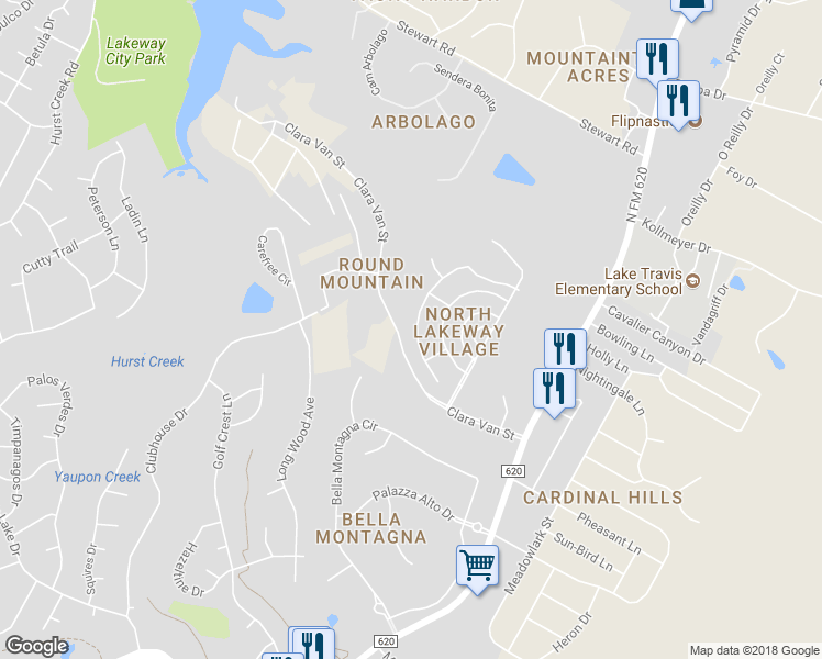 map of restaurants, bars, coffee shops, grocery stores, and more near 211 Bellagio Drive in Austin