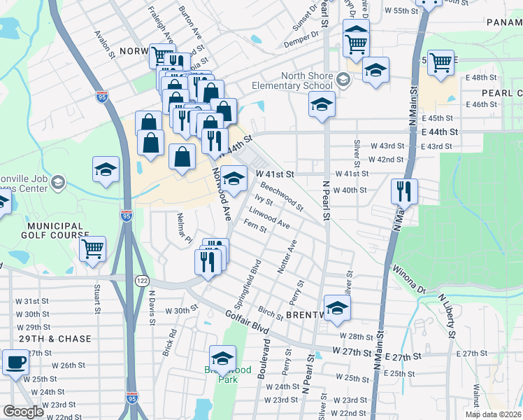 map of restaurants, bars, coffee shops, grocery stores, and more near 623 Ivy Street in Jacksonville