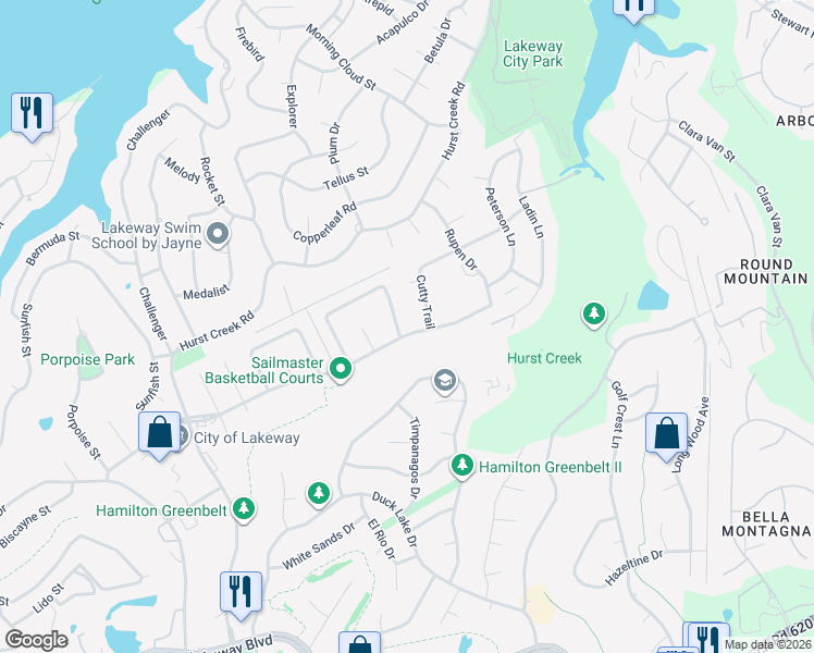 map of restaurants, bars, coffee shops, grocery stores, and more near 415 Fantail Loop in Lakeway