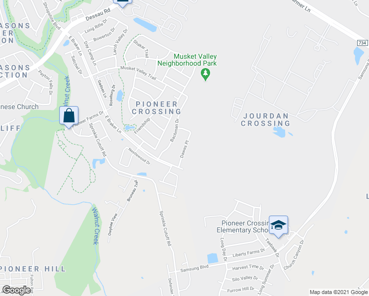map of restaurants, bars, coffee shops, grocery stores, and more near Dawes in Austin