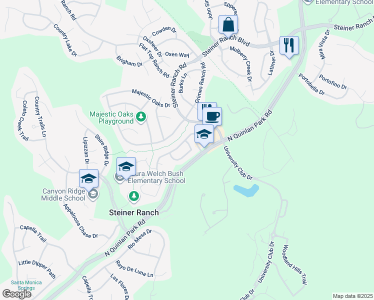 map of restaurants, bars, coffee shops, grocery stores, and more near 2920 Centennial Olympic Park in Austin