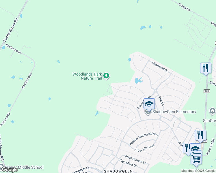 map of restaurants, bars, coffee shops, grocery stores, and more near 13709 Fallsprings Way in Manor