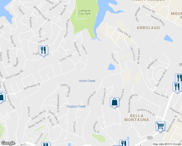 map of restaurants, bars, coffee shops, grocery stores, and more near 512 Ladin Lane in Lakeway