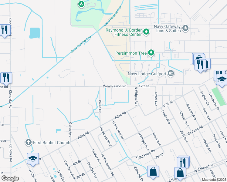 map of restaurants, bars, coffee shops, grocery stores, and more near 15 Pecan Lane in Long Beach