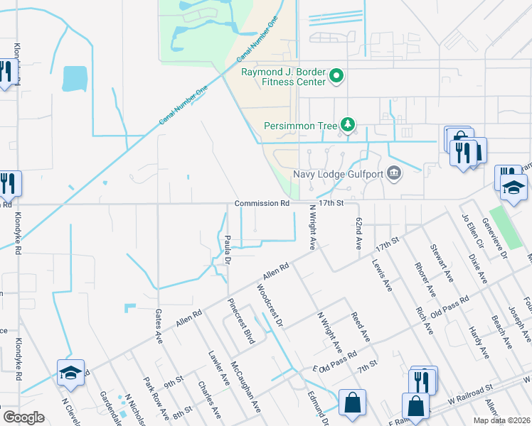 map of restaurants, bars, coffee shops, grocery stores, and more near 15-17 Pecan Lane in Long Beach