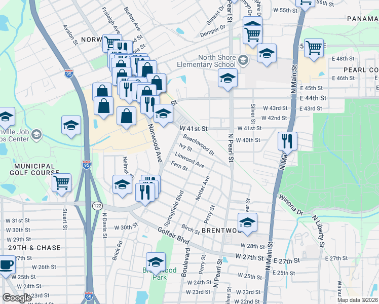 map of restaurants, bars, coffee shops, grocery stores, and more near 623 Ivy Street in Jacksonville